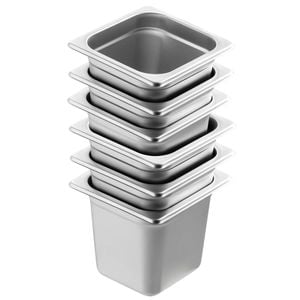 Vevor 6 Pack Hotel Pans with 1/6 Size Anti-Jam Steam Pan for Industrial and Scientific