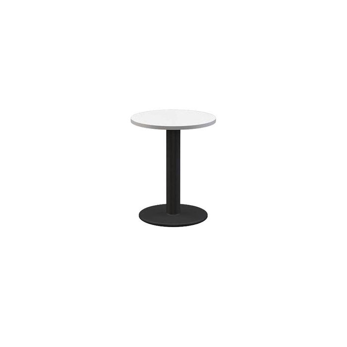 Olg Disc Meeting Table Black Frame White Top 600mm Diameter