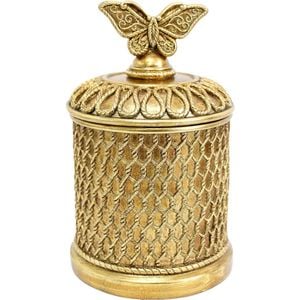 LVD Resin Butterfly Box Antique Home Decoration 9.5x9.5x16cm Aged Gold