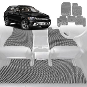 6D Diamond Car Floor Mats for Mercedes-Benz GLC SUV (X253)2015-2022-Full Set-Grey-Outback GT