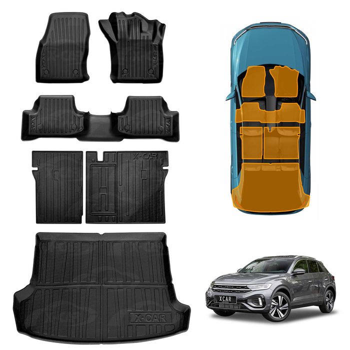 Floor Mats Boot Liner Set For Volkswagen Vw T-roc 2020-onwards All Weather Heavy Duty Trunk Cargo Kick Back Seat Protector