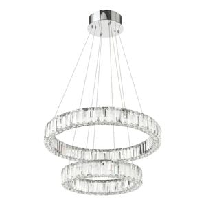 Telbix Rias Modern Pendant Hanging Lamp Light Crystal Stainless Steel Chrome Gloss