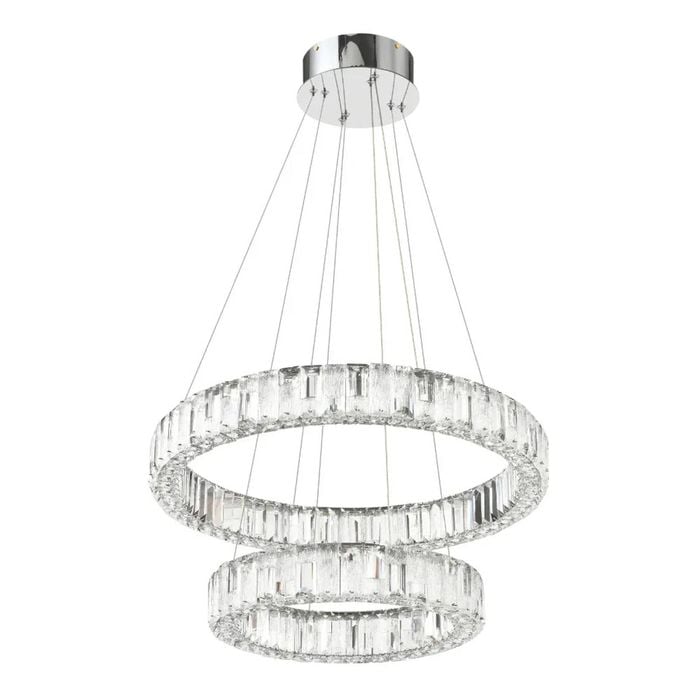Telbix Rias Modern Pendant Hanging Lamp Light Crystal Stainless Steel Chrome Gloss