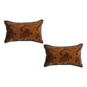 SOGA 2 Pack Dark Brown Leopard Lumbar Throw Pillow 30x50cm