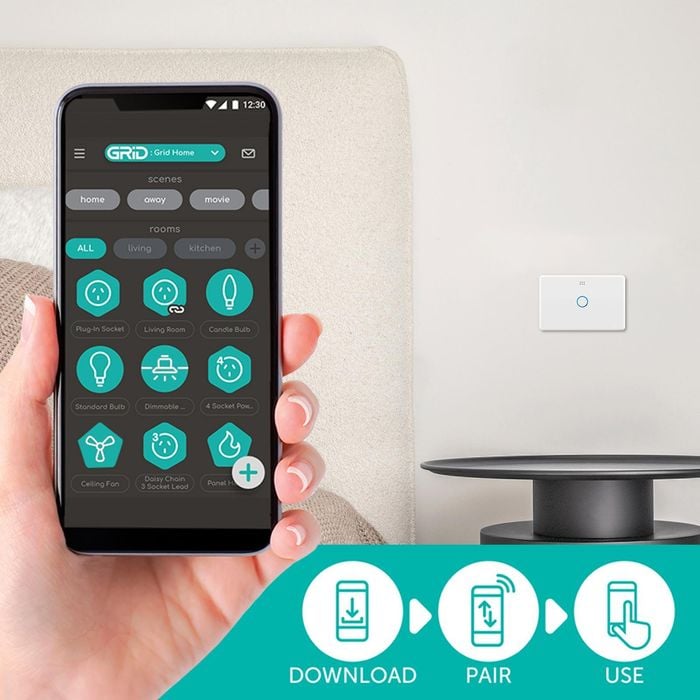 DETA White Gloss Grid Connect Smart Single Gang Touch Light Switch Bunnings Australia