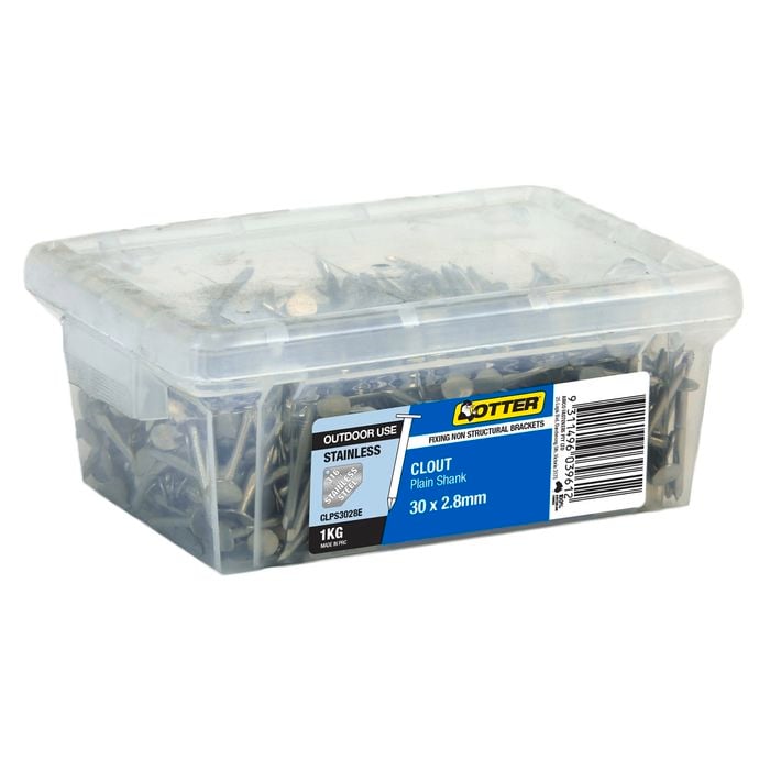 Otter 1kg 30 x 2.8mm Stainless Steel Clout Nails
