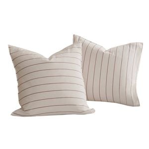 Dreamaker Rumi Washed Cotton Reversible European Pillowcase Twin Pack White With Rust Stripe