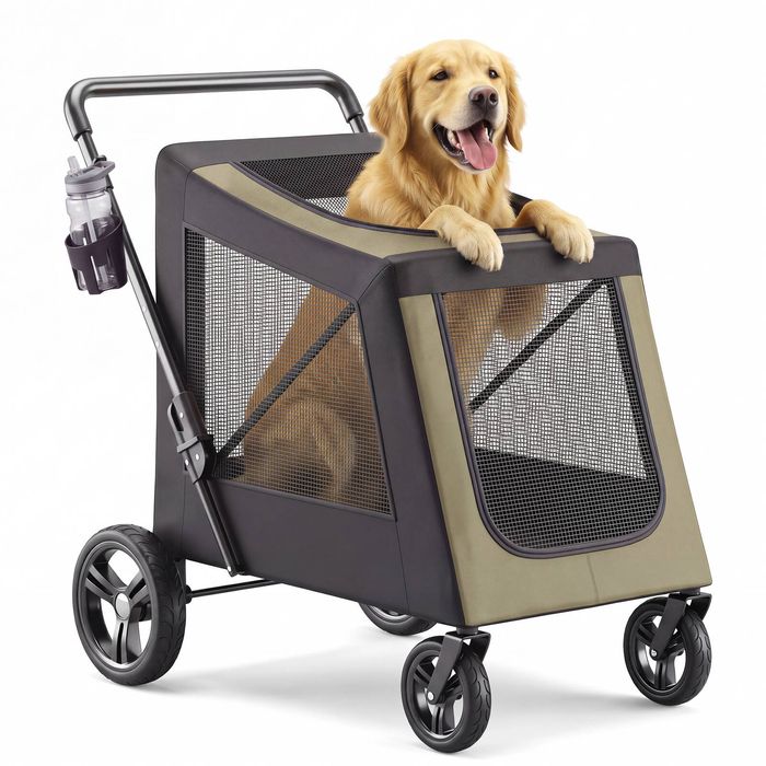 Large Large Pet Stroller Heavy Duty Foldable Dog Stroller with Wheels, 40kg Load