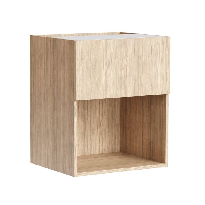 Kaboodle 600mm Almond Oak Modern Wall Microwave Cabinet