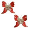 Catzon 2Pcs Christmas Sparkling Butterfly Ornament with Clip-Red