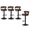Oikiture 4x Bar Stools Swivel Stool Wooden Leather Brown