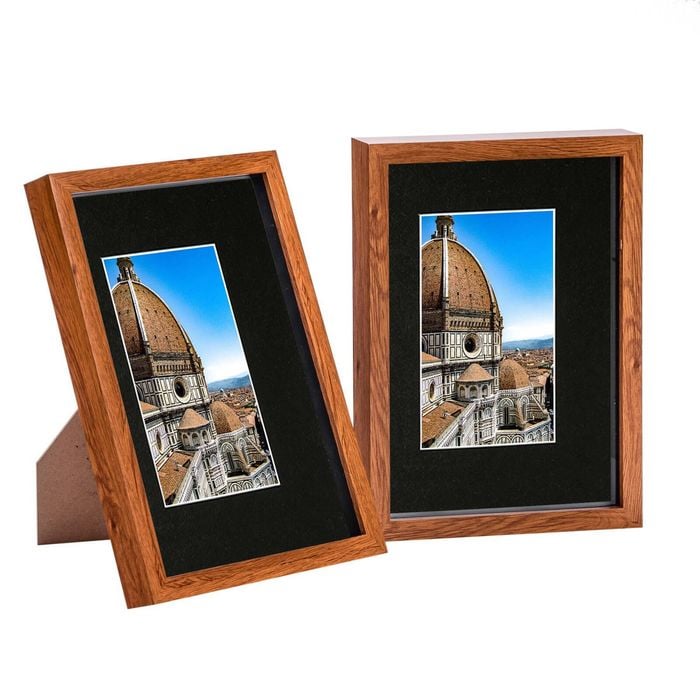 Nicola Spring 3D Shadow Box Frames with A5 Mount - A4 (8" x 12") - Dark Wood - Pack of 2