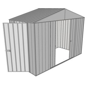 Build-a-Shed 3.0 x 1.5 x 2.3m Double Sliding and Single Hinge Door Narrow Shed - Zinc