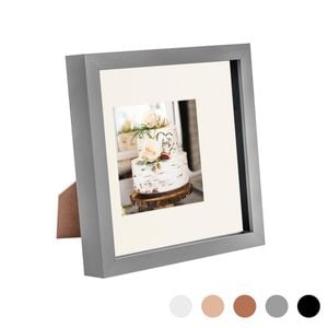 Nicola Spring Acrylic 3d Box Photo Frame With 4" X 4" Mount - 8" X 8"  - Grey