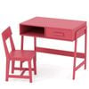 Costway Kids Table & Chair Wooden Study Desk Set Pink