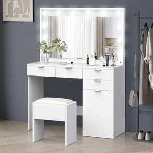 Alfordson Dressing Table Stool 5 Drawers White