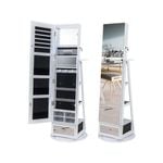 Costway Full Length Revolving Mirror Cabinet Jewelry Storage Organizer White