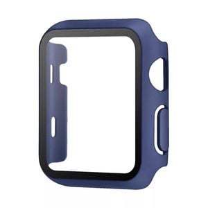PC Full Cover Watch Case Tempered Screen Protector - For Apple iWatch 45mm (Blue)