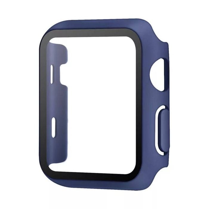PC Full Cover Watch Case Tempered Screen Protector - For Apple iWatch 45mm (Blue)