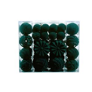 Catzon 48 Pcs Velvet Christmas Balls Flocked Shatterproof Baubles for Holiday Wedding Party-Green