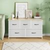 Ufurniture Chest of 5 Drawers Fabric Storage Cabinet Beige Light Gray