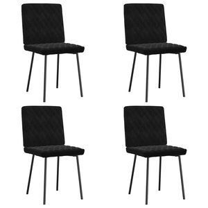 vidaXL Diamond Quilted Pattern Dining Chairs 4 pcs Black Metal Legs  45 x 54 x 83 cm