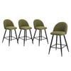 Oikiture 4x Bar Stools Green Boucle Chairs