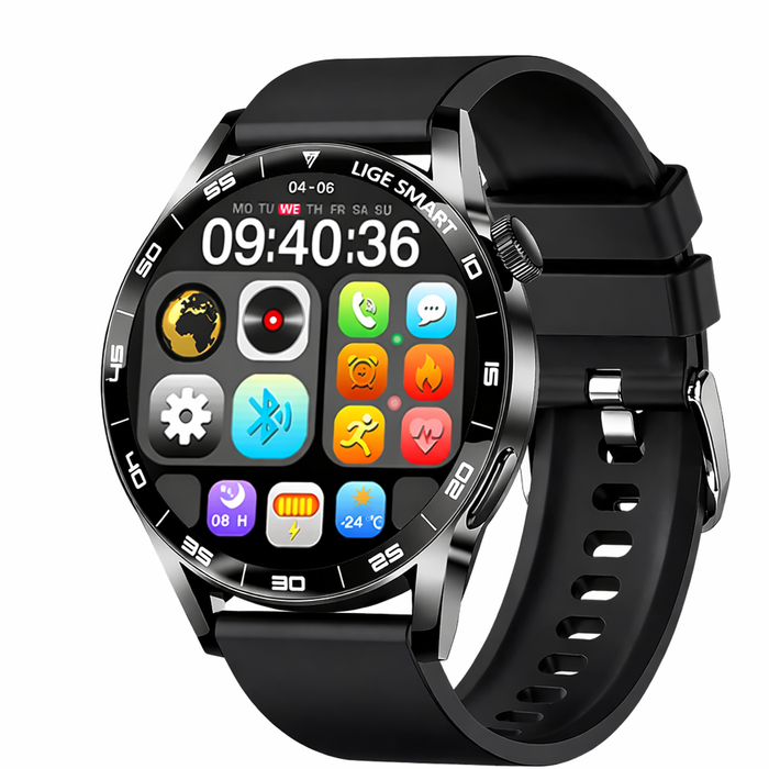 Smart Watch 1.38" Hd Bluetooth Call Waterproof Fitness Tracker For Android & Ios – Heart Rate Monitor Black Rubber