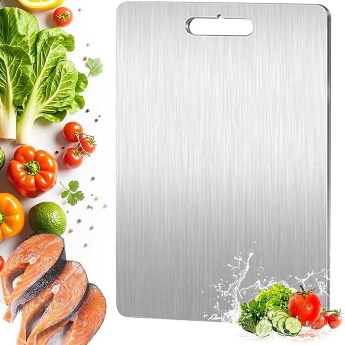 Stainless Titanium Steel Anti-Bacterial Mildew-Proof Cutting Chopping Board 23 x 34cm - English