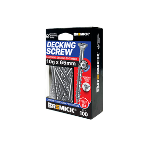 Bremick decking Screw 10g x 65mm SPIRAL RIB T25 SS304 -100 Pack