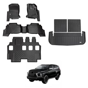 AUSGO Floor Mats & Boot Liner Set for Mitsubishi Pajero Sport 7-Seat 2015-Onwards Car Floor Liners Cargo Mat