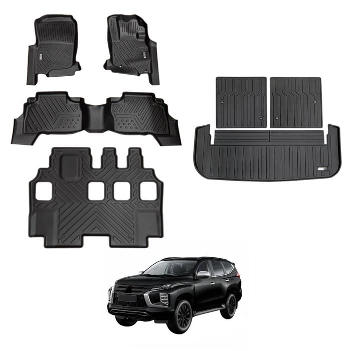 AUSGO Floor Mats & Boot Liner Set for Mitsubishi Pajero Sport 7-Seat 2015-Onwards Car Floor Liners Cargo Mat