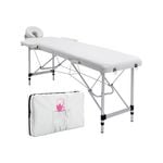 Forever Beauty White Portable Beauty Massage Table Bed Therapy Waxing 2 Fold 55cm Aluminium