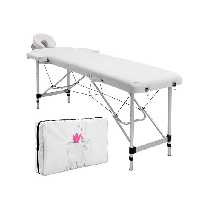 Forever Beauty White Portable Beauty Massage Table Bed Therapy Waxing 2 Fold 55cm Aluminium