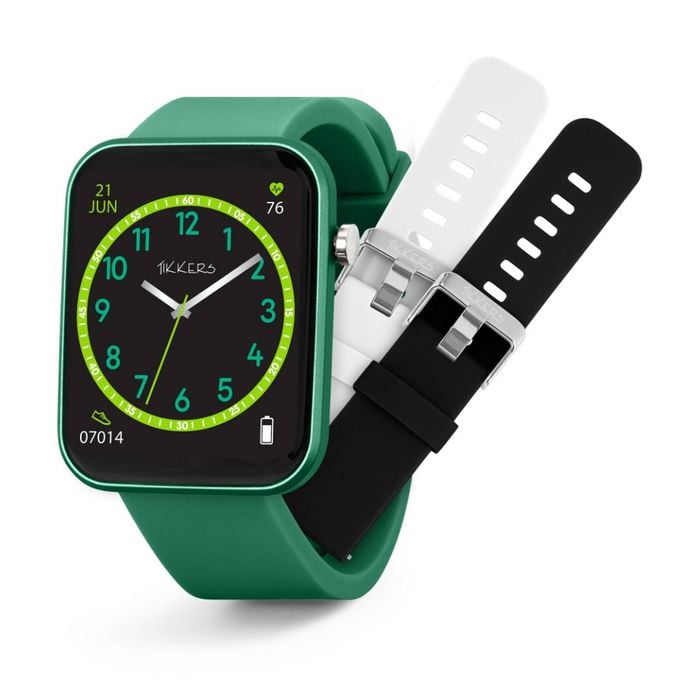 Tikkers Series 13 Kids Smart Watch with Interchangeable Silicone Straps Green