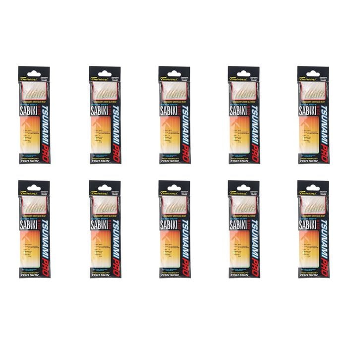 10x Tsunami 8 Red Hook Sabiki Rig - Iridescent Glo Head Flash and Beads Size 12