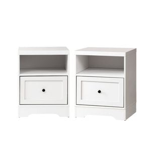 Oikiture 2pcs Bedside Tables Nightstand Hamptons Furniture