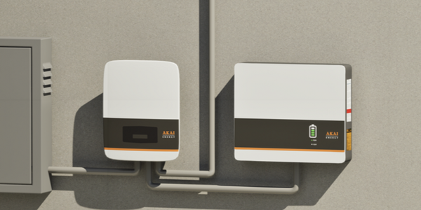 Akai solar system on an exterior house wall