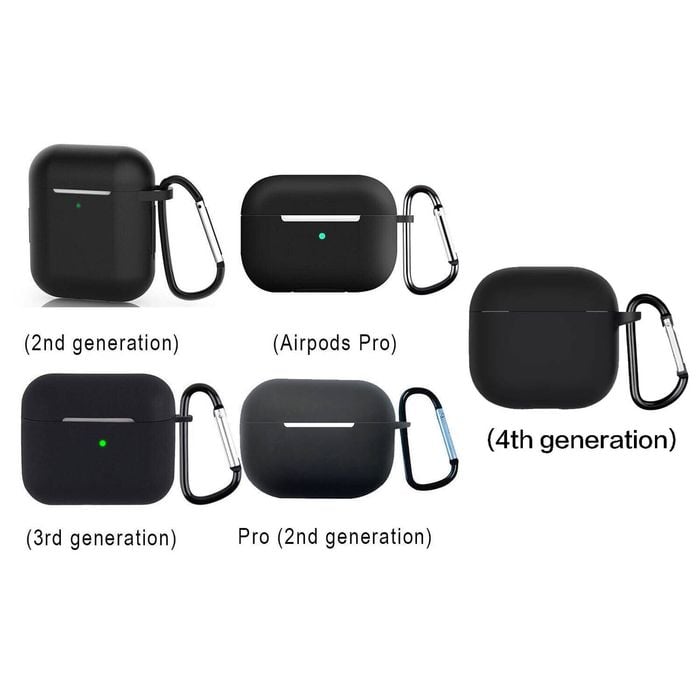 For Apple AirPods Silicone Case Protective Soft Cover Shell Key Chain