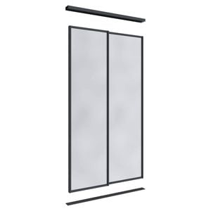 Lugna 2100 x 1200mm Black Mirror Wardrobe Double Sliding Doors