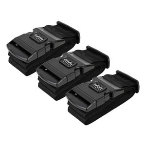 3PK Paklite Luggage Strap Accessory w/ 3 Digit Combination Lock 5x184cm Black