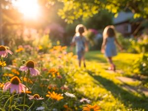 Kids in garden.