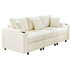 Ufurniture 3 Seaters Sofa Modular Lazy Lounge Sofa Beige