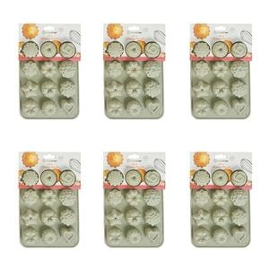 6x 12pc Topchef Silicone Heat Resistant Mini Muffin Tray 21x15.5cm Assorted