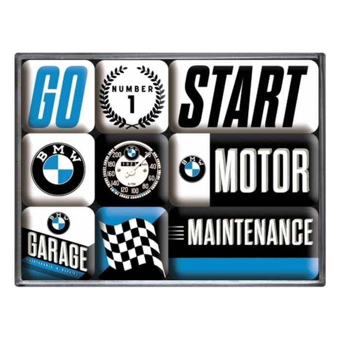 9pc Nostalgic Art BMW Motor 2.2/4.5cm Magnet Set Home Fridge/Refrigerator Decor