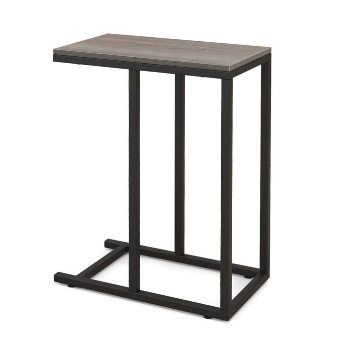 Costway 64cm C-shaped End Table Metal Frame Bedside Table