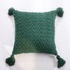CottonMore Soft Chenille Knitted Tassel Cushion Cover Dark Green 45x45cm