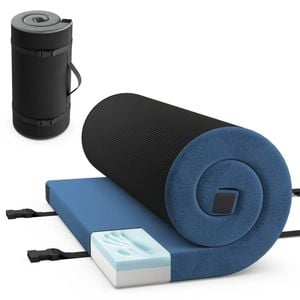 Costway Foldable Memory Sponge Camping Mattress Outdoor Sleeping Mat Navy