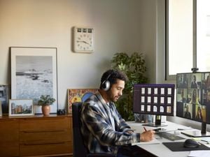 A person working in the home office.