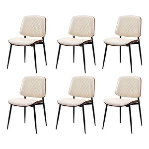 Oikiture Set of 6 Dining Chairs Retro Faux Leather White